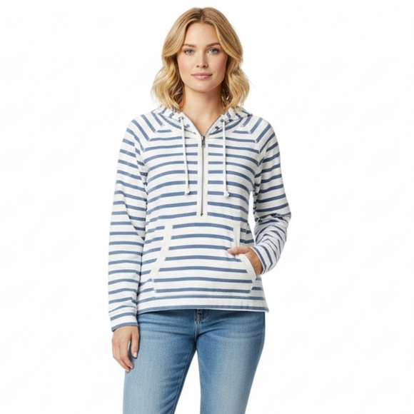 American Eagle Outfitters Tops - American Eagle Hooded Sweatshirt Navy & White Stripes Size Large